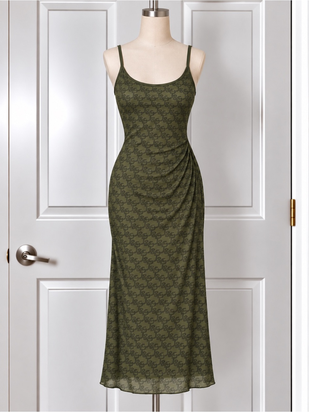 Jagger & Stone Women’s Green Logo Mesh Dress 14 Scoop Neck Stretch